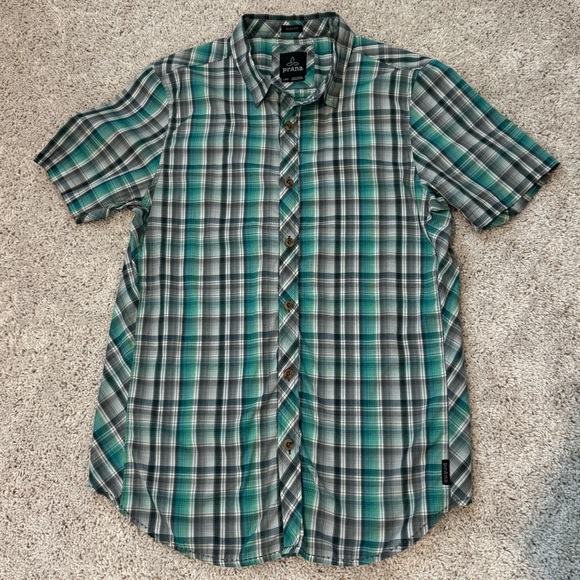 Men’s Prana Green and Gray Casual Button Down Shirt - Picture 1 of 6